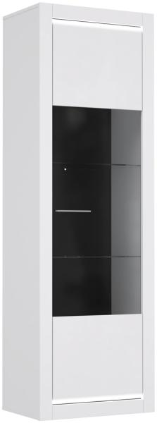 Vitrine Livorno 2 Hochglanz weiß 64x196x42 cm LED Glasvitrine Schrank ohne Glasbodenbeleuchtung