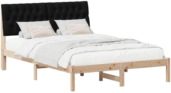 vidaXL Bettrahmen Schwarz 140 x 190 cm Massives Kiefernholz 878826 Bild 2