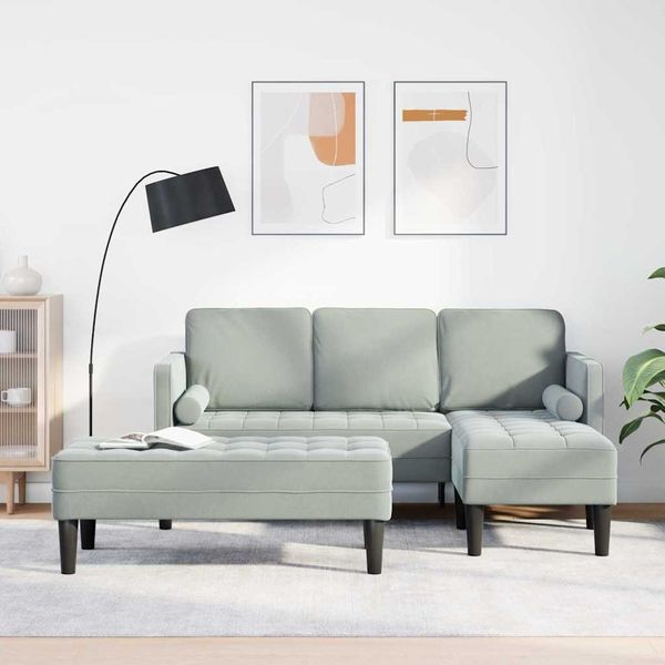 vidaXL Sofa Set mit Kissen 2 pcs Hellgrau Polyester 3329264