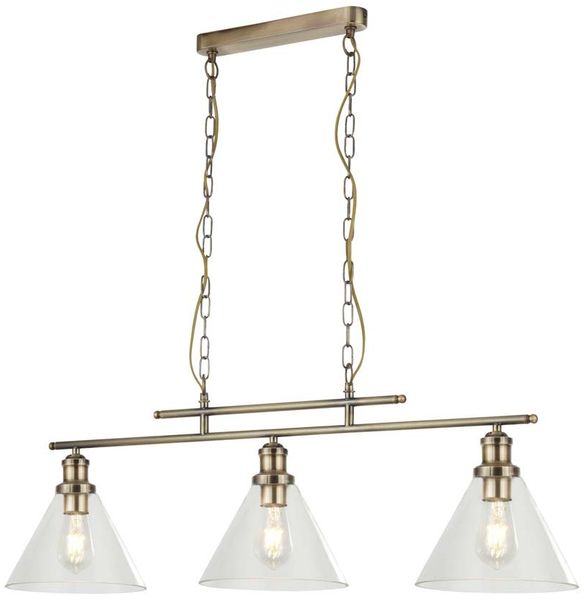 Pendelleuchte, Antik Messing, H 87 cm, Verstellbar, PYRAMID