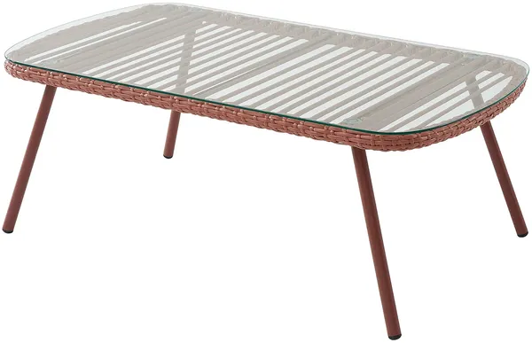 Vente-unique - LOUSINI Gartensitzgruppe GlasHarz Rot - B 63 cm x H 39,5 cm x L 111 cm