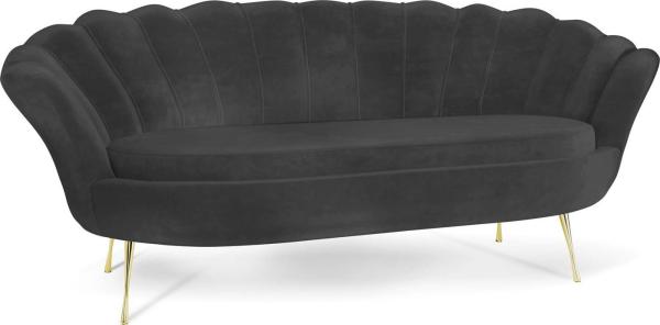 WFL GROUP Sofa Muschel, Samt 3-Sitzer Couch mit Golden oder Silber Metallbeinen