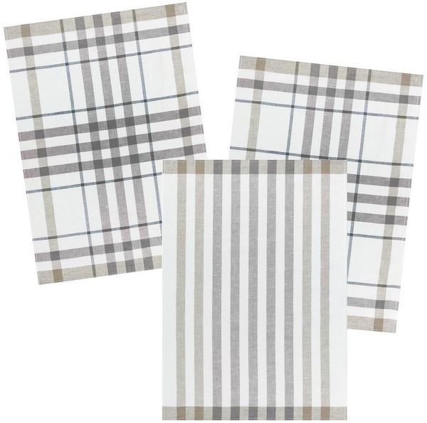 Kracht Geschirrtuch Blockstreifen, (Set, 3-tlg, 3-teilig), 3er Pack Geschirrtücher ca. 50x70cm Halbleinen