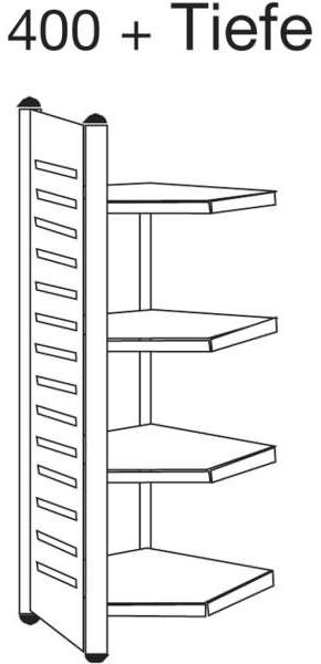 Kerkmann Design-Regal M2 Eckfeld BXHxT 400x1800x400mm 4 Böden alusilbe