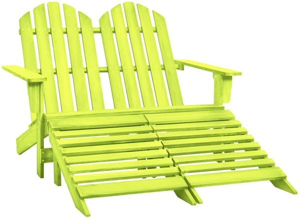 vidaXL Adirondack-Gartenbank 2-Sitzer mit Fußteil Tannenholz Grün 315916