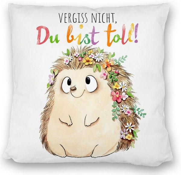 speecheese Dekokissen Igel Kissen satiniert mit Spruch Vergiss nicht Du bist toll
