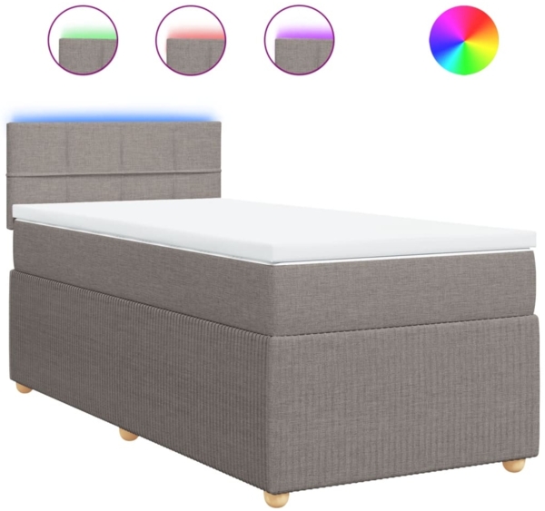 vidaXL Boxspringbett mit Matratze Taupe 90x200 cm Stoff 3289643
