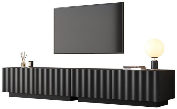 Merax Lowboard mit Wellenfront, Fernsehschrank mit Push-to-Open System (1 St), TV-Board TV-Schrank mit Schubladen & großem Stauraum, 200x40x35cm
