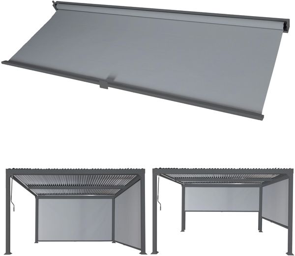 Seitenwand für Pergola HWC-L41, Pavillon Rollo Ersatzseitenwand, Stoff/Textil 3x3m ~ anthrazit