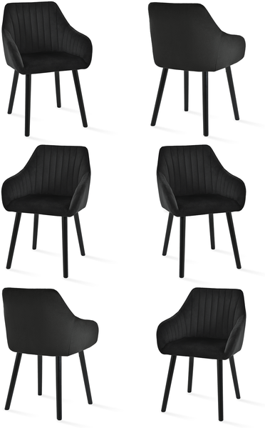 GOEURVANT 1381 Esszimmerstühle 6er-Set, Samt - Schwarz