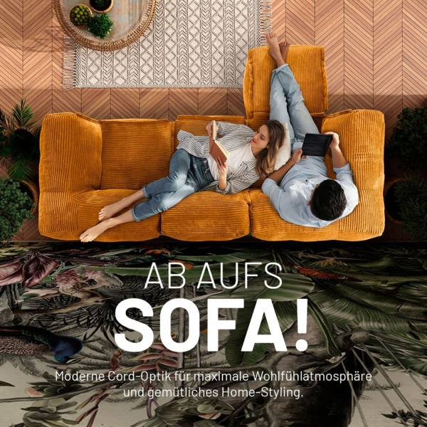 Lumaland Modulares Eckteil rechts - Cord-Reihe | Indoor Sitzsack mit Softer Struktur, ideal Sofa Modulen & zum Pouf | Bean Bag mit Füllung - für Wohnzimmer & Co. - 81 x 81 x 70 cm Bild 7