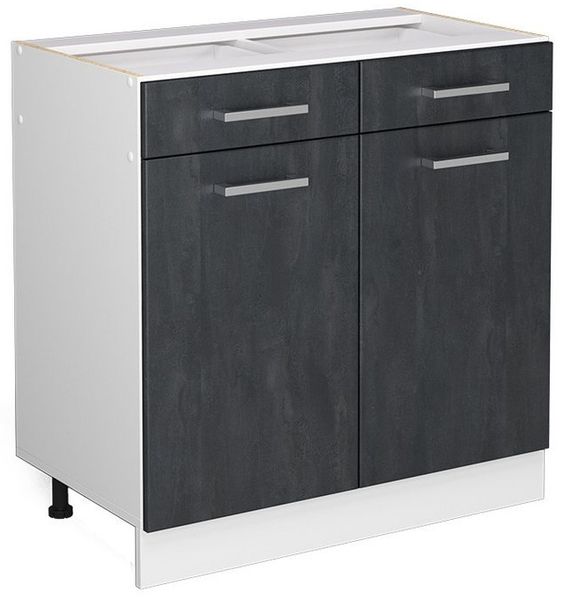 Küchenunterschrank R-Line Schwarz Beton 80 cm ohne Arbeitsplatte Vicco