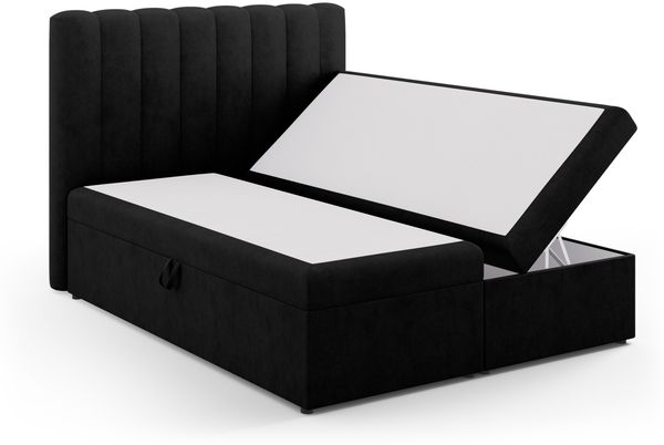 Micadoni Boxspringbett Kelp Strukturierter Stoff Schwarz 160x200 Bild 3
