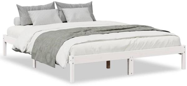 vidaXL Massivholzbett Extra Lang ohne Matratze Weiß 140x220 Kieferholz 852421
