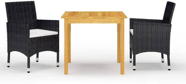 vidaXL 3-tlg. Garten-Essgruppe Schwarz 3067667