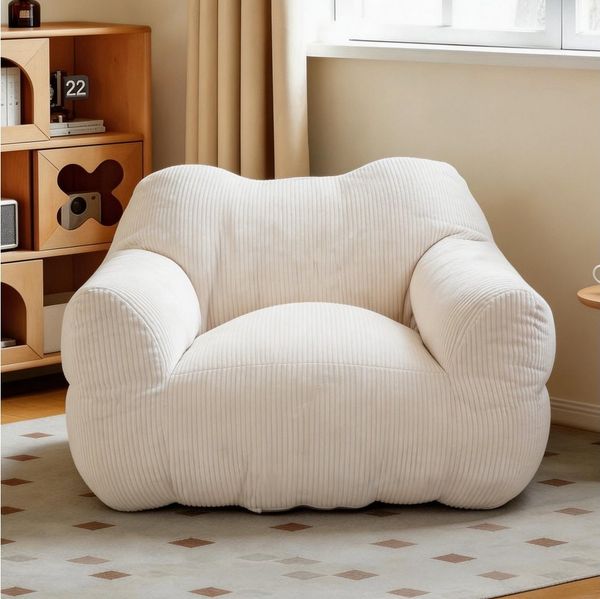 HomeMiYN Sitzsack Weicher Riesen Sitzsack aus Cord – Sessel fürs Wohnzimmer „Cube“