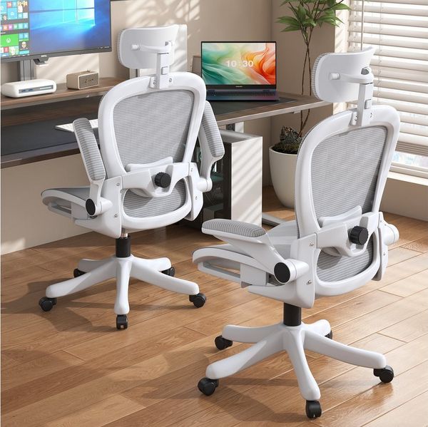 POPOLIC Bürostuhl Verstellbarer Netz-Gamingstuhl mit Kopf-/Lordosenstütze für Büro Home