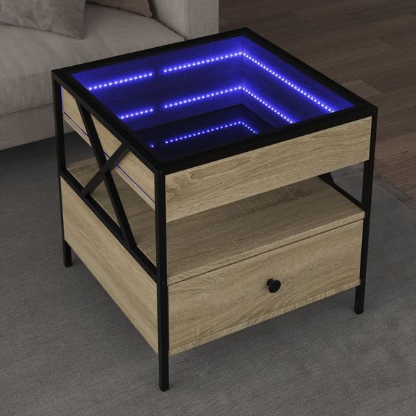 vidaXL Couchtisch mit Infinity-LED Sonoma-Eiche 50x50x51 cm 847713