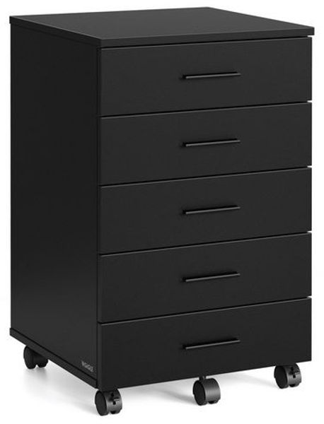 VASAGLE Rollcontainer, Aktenschrank, Schubladenschrank, Druckerständer, 5 Schubladen, mit werkzeuglosen Gleitschienen, schwarz