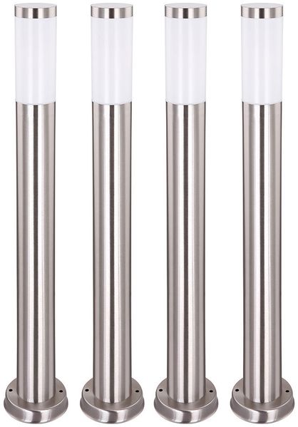 4er Set RGB LED Stehleuchten, Edelstahl, opal, H 80 cm