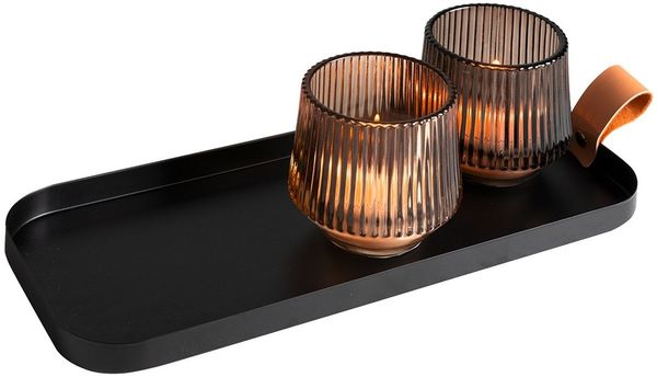 Gasper Tablett Deko-Tablett CORNI, 30 x 12 cm, Schwarz, Metall, (1-tlg)