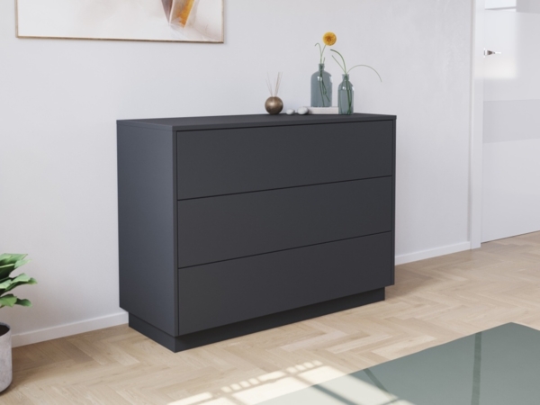 Sideboard Kommode Hero B stehend 100cm 3 Pushauszüge Grafit : Grafit