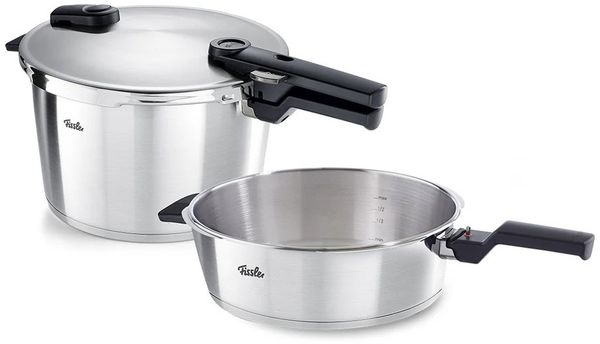 Fissler Vitaquick Premium Set 4tlg Schnellbratpfanne 4L + Schnellkochtopf 8L