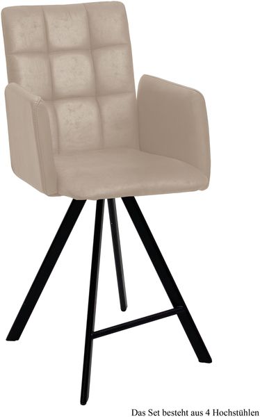 Thekenstuhl drehbar (4er-Set) Devalyn 52x108x60 Schwarz/Natur