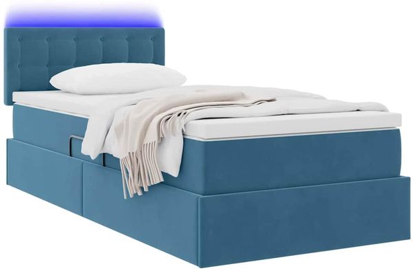 vidaXL LED-Speicherbett mit Matratze Dunkelblau 90 x 190 cm Samt 3371485 Bild 3