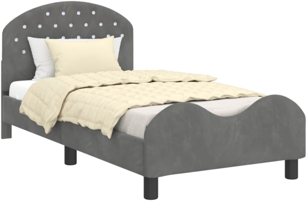 vidaXL Kinderbettgestell mit Kopfteil Dunkelgrau 80x160 cm Samt 42011107