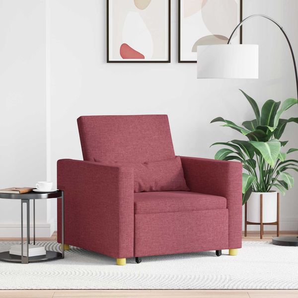 vidaXL Ausziehbare Schlafcouch Einzel Weinrot 90 x 165 x 87 cm Stoff 42002687