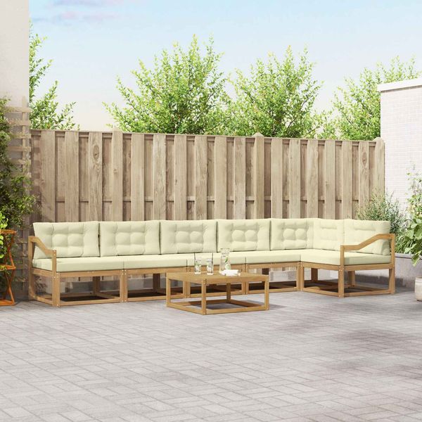 vidaXL Outdoor-Sofagarnitur 7 pcs Weiß und Creme 79 x 79 x 37 cm 3386564