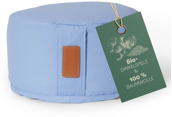 #DoYourYoga Yoga Bolster Vishnu rund - gefüllt mit Bio-Dinkelspelz, Entspannungskissen Yoga Meditation Fitness Therapie 30 x 30 x 15 cm