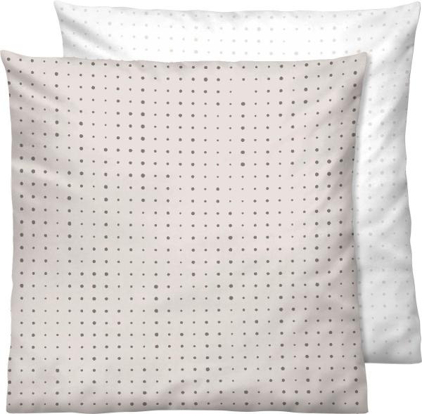 biberna 0636047 Mako-Satin Bettwäsche PUNKTE - MIX & MATCH, taupe, 1x 40x40 cm