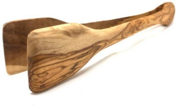 Olivenholz-erleben Grillzange aus Olivenholz – robust, hitzebeständig & stilvoll ca. 36 cm lang, Edle Olivenholz-Grillzange – sicherer Griff & rustikaler Charme