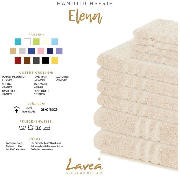 Lavea 4er Set Handtuch 50x100 cm, Frottierserie Elena, Creme Bild 3