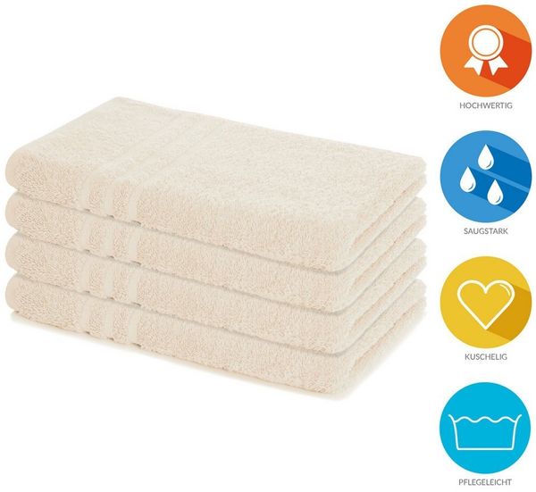 Lavea 4er Set Handtuch 50x100 cm, Frottierserie Elena, Creme Bild 2