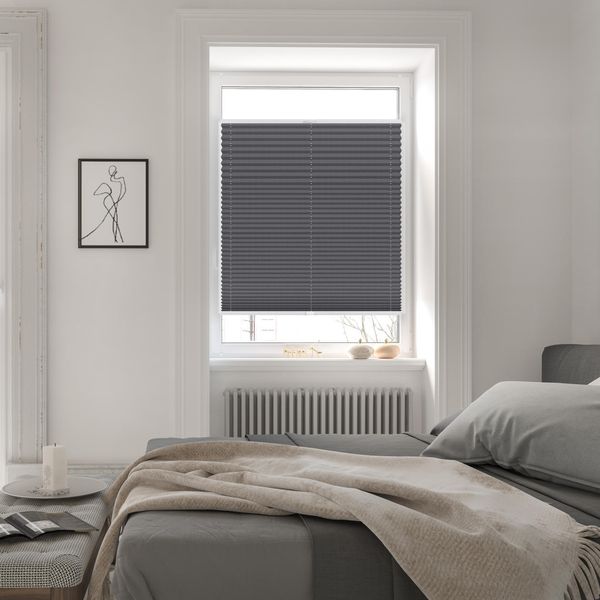 Lichtblick Sonnenschutzsysteme GmbH Verdunklungsplissee Helsingborg 30 cm x 210 cm (BxL) Anthrazit Verdunkelnd mit Thermofunktion; einfache Installation mit Klemmträgern; verspannt