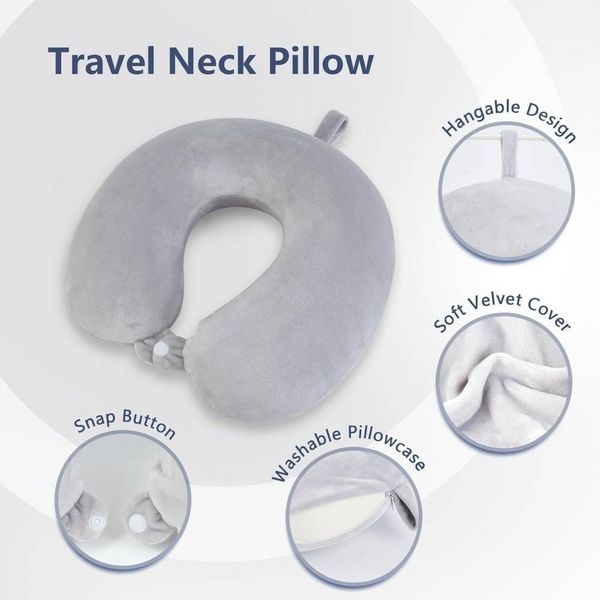 Blusmart Reisekissen Nacken kissen U-förmiges mit Aufbewahrungstasche, Memory Foam Nackenschutz, 1-tlg, Flugzeug kissen faltbare, für Reise kissen cooles Nickerchen