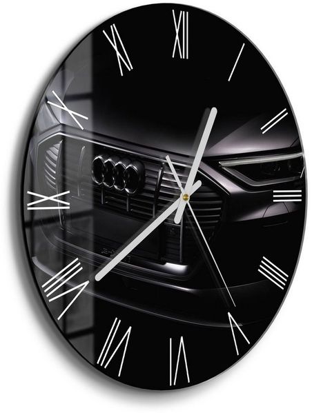 DEQORI Wanduhr 'Audi Frontalaufnahme' (Glas Glasuhr modern Wand Uhr Design Küchenuhr)