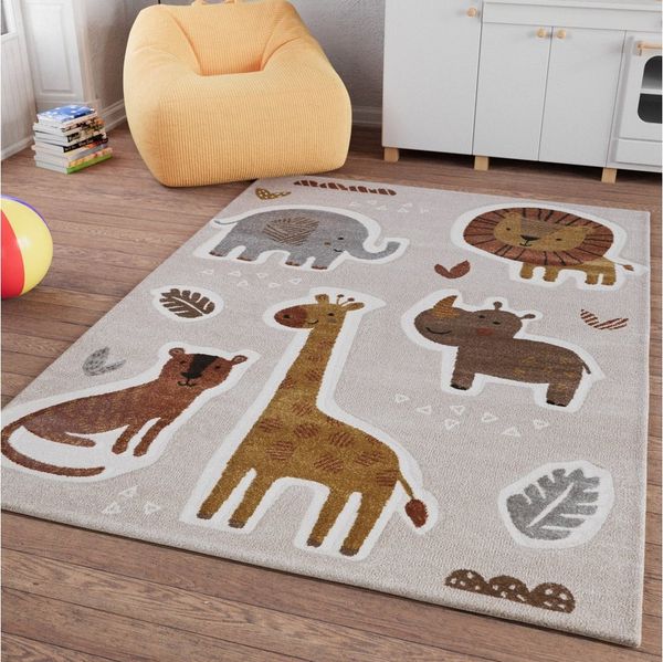 SMART KIDS Kinderteppich Nala & Friends, rechteckig, Höhe: 10 mm, Moderner Spielteppich, strapazierfähig, pflegeleicht, Konturenschnitt