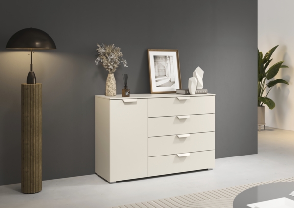 rauch Aditio Box, Kommode, 1-türig, 4 Schubladen, mit Softclose-Funktion, Farbe Beige, BxHxT 120x81x42cm