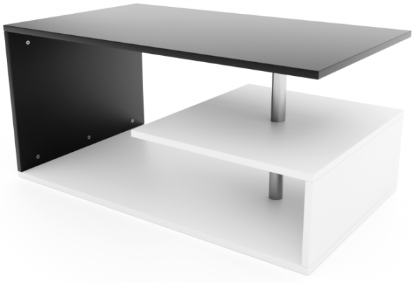 MIADOMODO® Couchtisch - 90x50 cm, mit Stauraum, Modern, Eckig, Asymmetrisch, Leicht, Lang, Niedrig, Weiß und Dunkelgrau - Wohnzimmertisch, Sofatisch, Kaffeetisch, Beistelltisch Bild 9