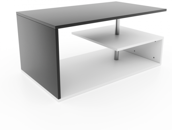 MIADOMODO® Couchtisch - 90x50 cm, mit Stauraum, Modern, Eckig, Asymmetrisch, Leicht, Lang, Niedrig, Weiß und Dunkelgrau - Wohnzimmertisch, Sofatisch, Kaffeetisch, Beistelltisch Bild 10
