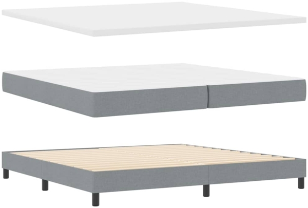 vidaXL Boxspringbett mit Matratze Hellgrau 200 x 200 cm Stoff 3338790 Bild 4