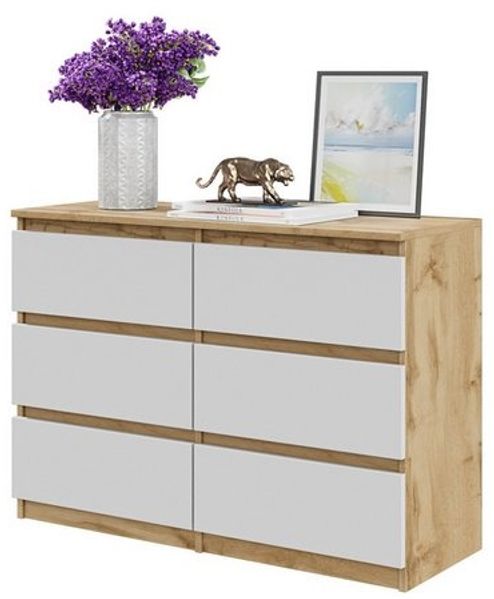 Furnica Kommode GABRIEL 6 Schubladen - Votan Eiche H70cm B100cm T33cm Bild 4