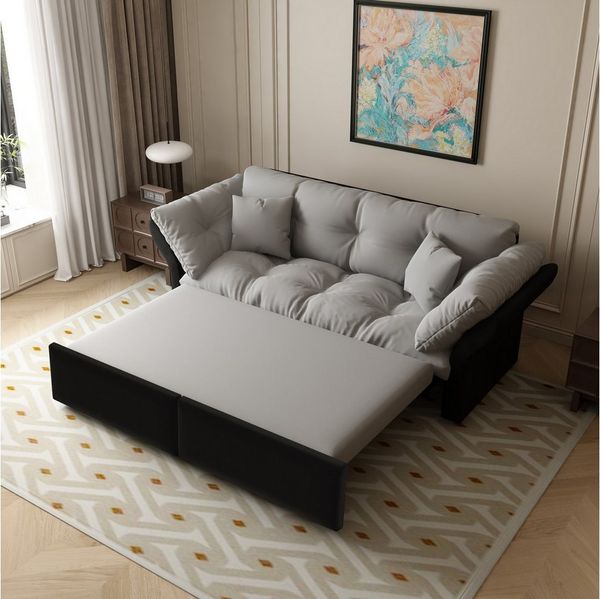Celya Schlafsofa 203 cm ausziehbar, 3-in-1 Konvertibles, mit Tufting und 2 weichen Kissen, Ideal für Wohnzimmer, Schlafzimmer oder kleine Räume