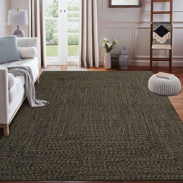 GarveeMore Teppich mit Flechtmuster für Wohnzimmer & Schlafzimmer & Flur, rechteckig, Höhe: 4 mm, 100% Polyester, TPR-Rücken, zusammenlegbar