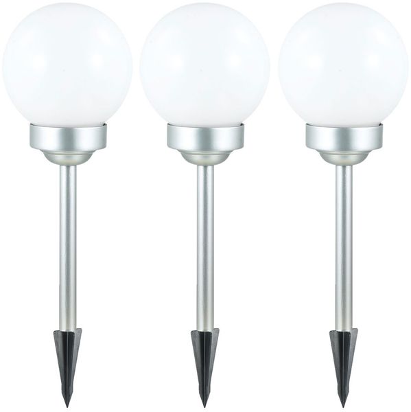 3x LED Solarleuchte, Kugel weiß, DM 15 cm, H42,5 cm