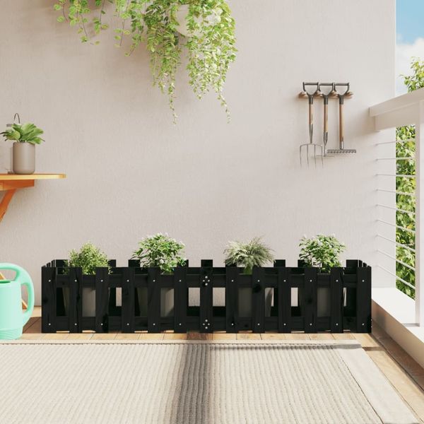 vidaXL Hochbeet Latten-Design Schwarz 150x30x30 cm Massivholz Kiefer 832489
